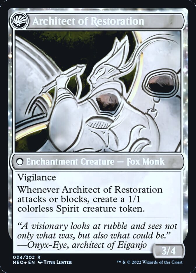 The Restoration of Eiganjo // Architect of Restoration [Kamigawa: Neon Dynasty Prerelease Promos] - Destination Retro
