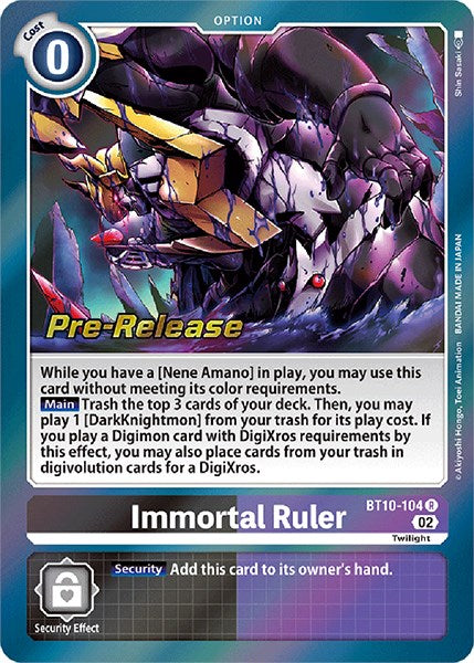 Immortal Ruler [BT10-104] [Xros Encounter Pre-Release Cards] - Destination Retro
