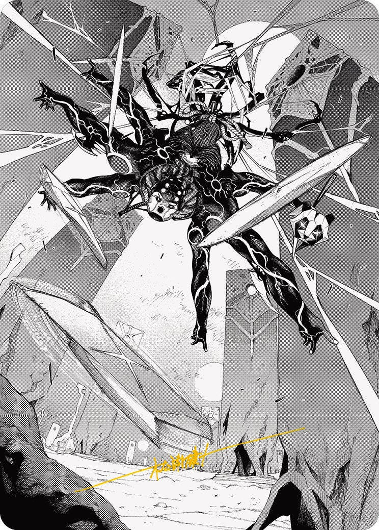 Kaito, Dancing Shadow 2 Art Card (Gold-Stamped Signature) [Phyrexia: All Will Be One Art Series] - Destination Retro