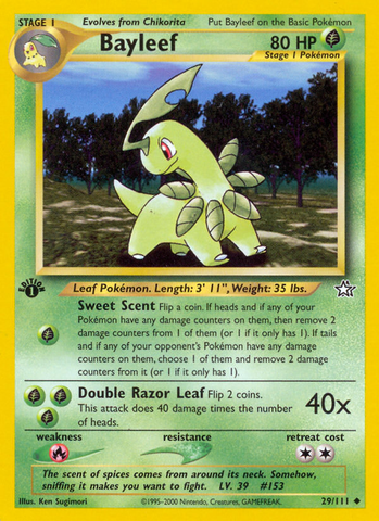Bayleef (29/111) [Neo Genesis 1st Edition] - Destination Retro