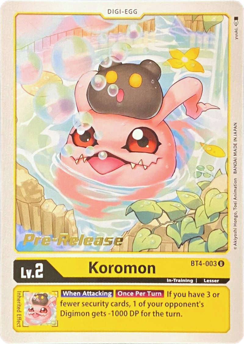 Koromon [BT4-003] [Great Legend Pre-Release Promos] - Destination Retro