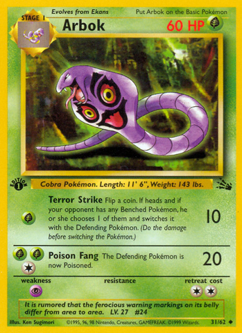 Arbok (31/62) [Fossil 1st Edition] - Destination Retro