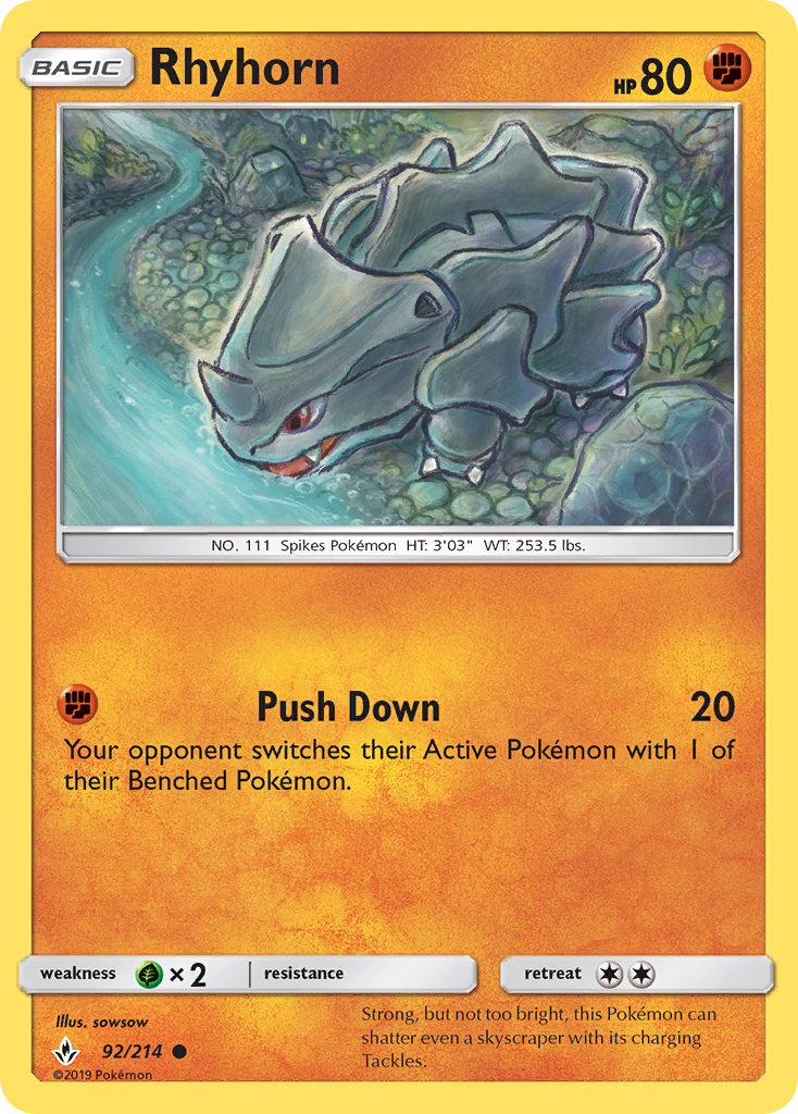Rhyhorn (92/214) [Sun & Moon: Unbroken Bonds] - Destination Retro