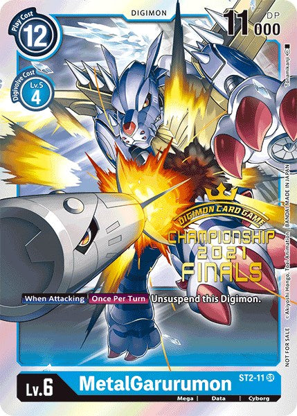 MetalGarurumon [ST2-11] (2021 Championship Finals Event Pack Alt-Art Gold Stamp Set) [Starter Deck: Cocytus Blue Promos] - Destination Retro