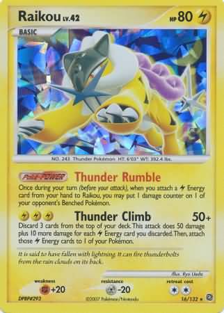 Raikou (16/132) (Cracked Ice Holo) [Diamond & Pearl: Secret Wonders] - Destination Retro