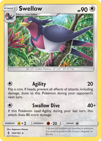 Swellow (104/145) [Sun & Moon: Guardians Rising] - Destination Retro