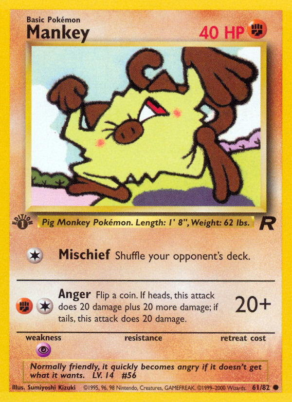 Mankey (61/82) [Team Rocket 1st Edition] - Destination Retro