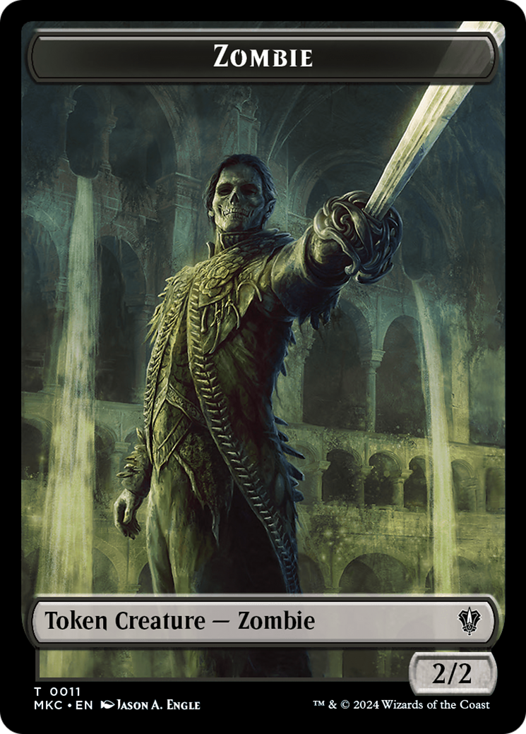 Salamander Warrior // Zombie Double-Sided Token [Murders at Karlov Manor Commander Tokens] - Destination Retro