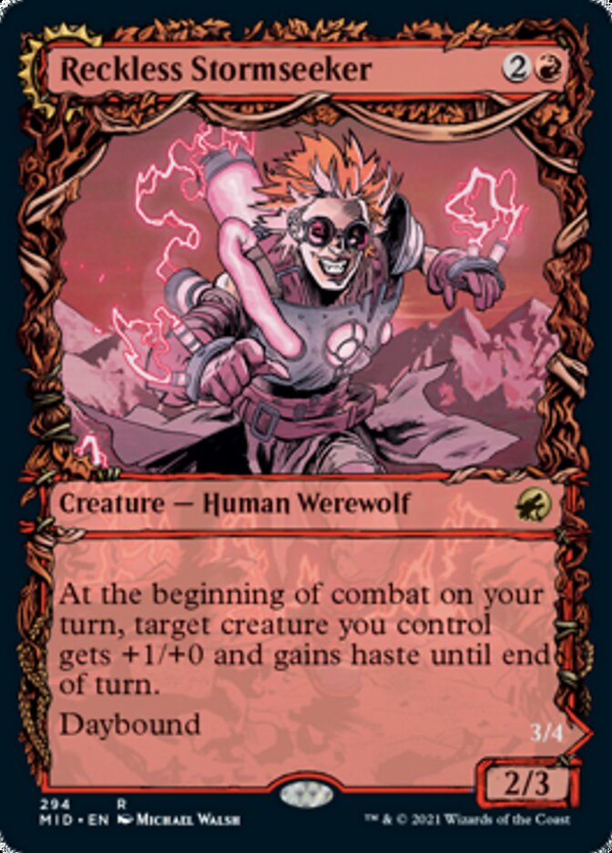 Reckless Stormseeker // Storm-Charged Slasher (Showcase Equinox) [Innistrad: Midnight Hunt] - Destination Retro