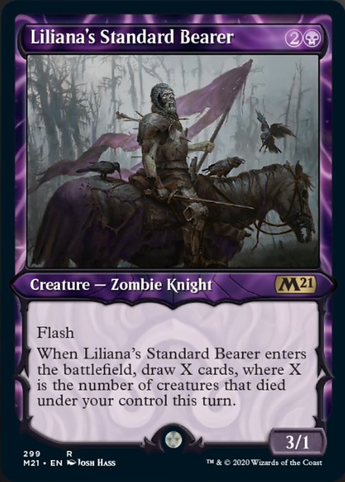 Liliana's Standard Bearer (Showcase) [Core Set 2021] - Destination Retro