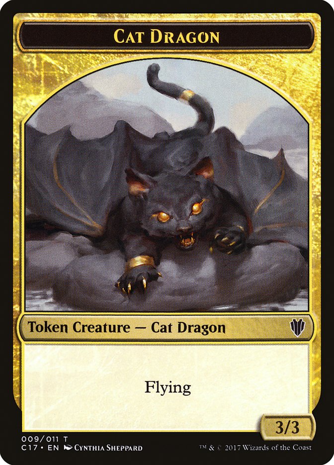 Cat Dragon // Dragon (007) Double-sided Token [Commander 2017 Tokens] - Destination Retro