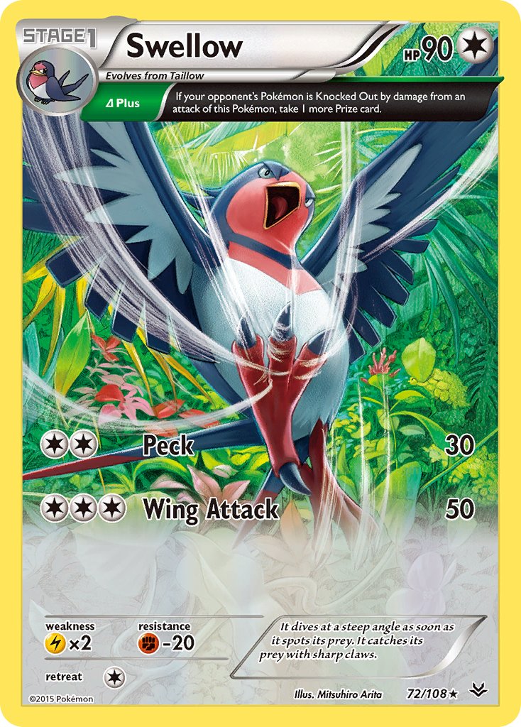 Swellow (XY Roaring Skies) (72/108) [Theme Deck Exclusives] - Destination Retro