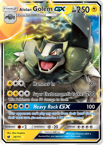 Alolan Golem GX (34/111) [Sun & Moon: Crimson Invasion] - Destination Retro