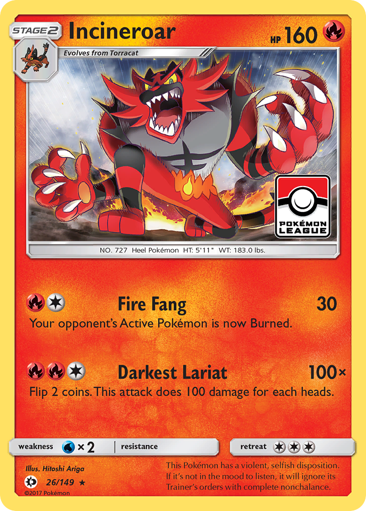 Incineroar (26/149) [Sun & Moon: Base Set] - Destination Retro