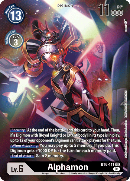 Alphamon [BT6-111] (Alternate Art) [Double Diamond] - Destination Retro