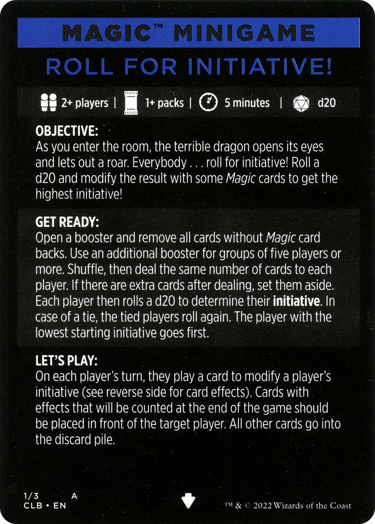 Roll for Initiative! (Magic Minigame) [Commander Legends: Battle for Baldur's Gate Minigame] - Destination Retro