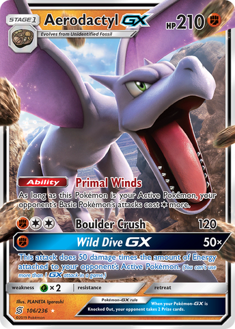 Aerodactyl GX (106/236) [Sun & Moon: Unified Minds] - Destination Retro