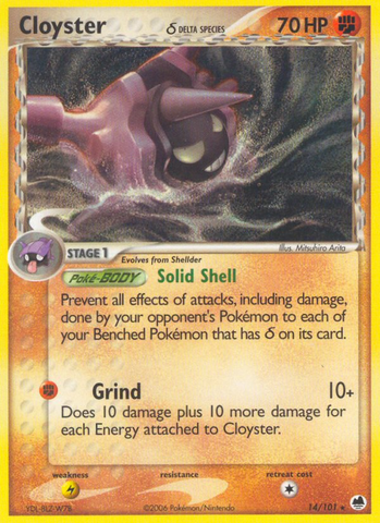 Cloyster (14/101) (Delta Species) [EX: Dragon Frontiers] - Destination Retro