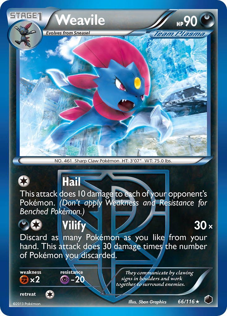 Weavile (66/116) [Black & White: Plasma Freeze] - Destination Retro