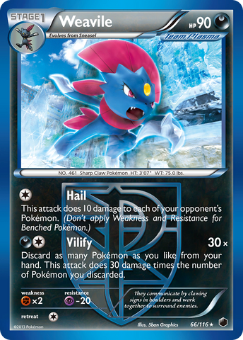 Weavile (66/116) [Black & White: Plasma Freeze] - Destination Retro