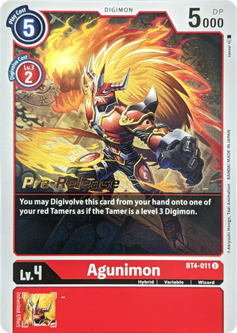 Agunimon [BT4-011] [Great Legend Pre-Release Promos] - Destination Retro