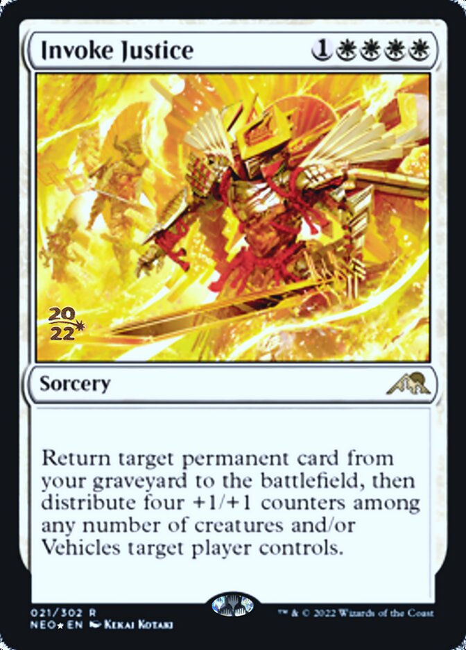 Invoke Justice [Kamigawa: Neon Dynasty Prerelease Promos] - Destination Retro