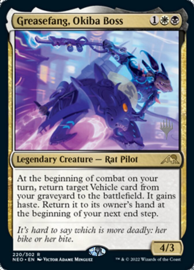 Greasefang, Okiba Boss (Promo Pack) [Kamigawa: Neon Dynasty Promos] - Destination Retro