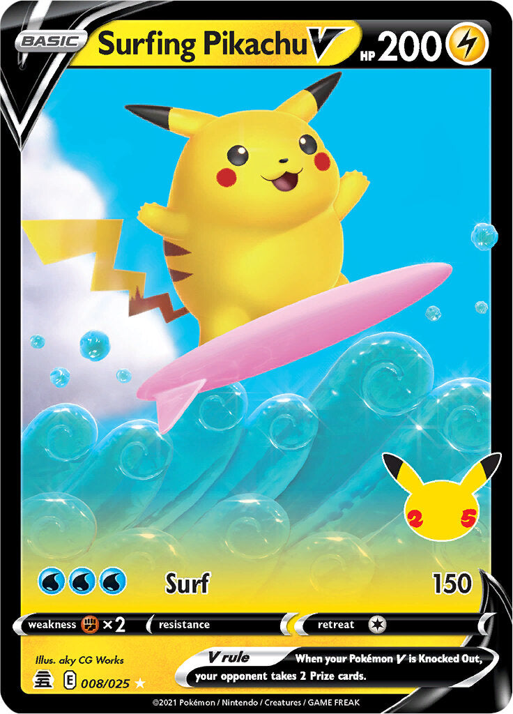 Surfing Pikachu V (008/025) [Celebrations: 25th Anniversary] - Destination Retro