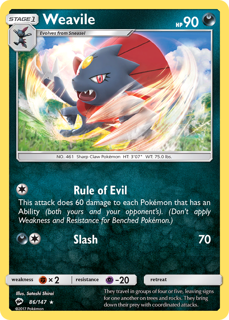Weavile (86/147) [Sun & Moon: Burning Shadows] - Destination Retro