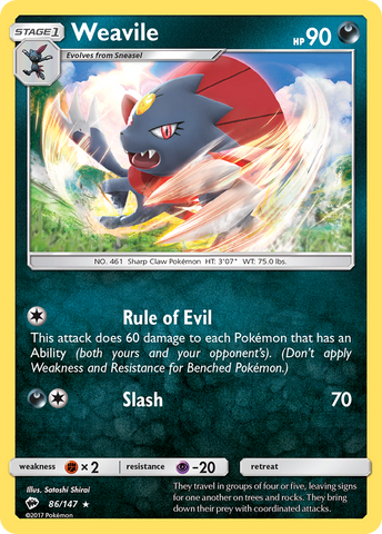 Weavile (86/147) [Sun & Moon: Burning Shadows] - Destination Retro