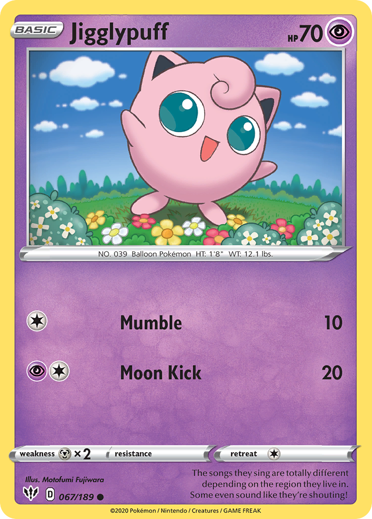 Jigglypuff (67/189) [Sword & Shield: Darkness Ablaze] - Destination Retro