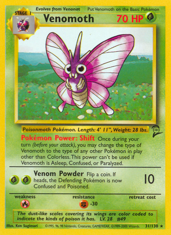 Venomoth (31/130) [Base Set 2] - Destination Retro
