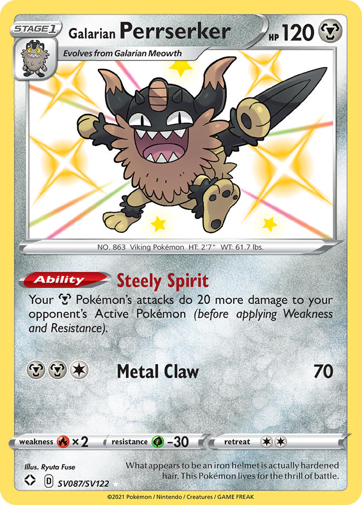 Galarian Perrserker (SV087/SV122) [Sword & Shield: Shining Fates] - Destination Retro
