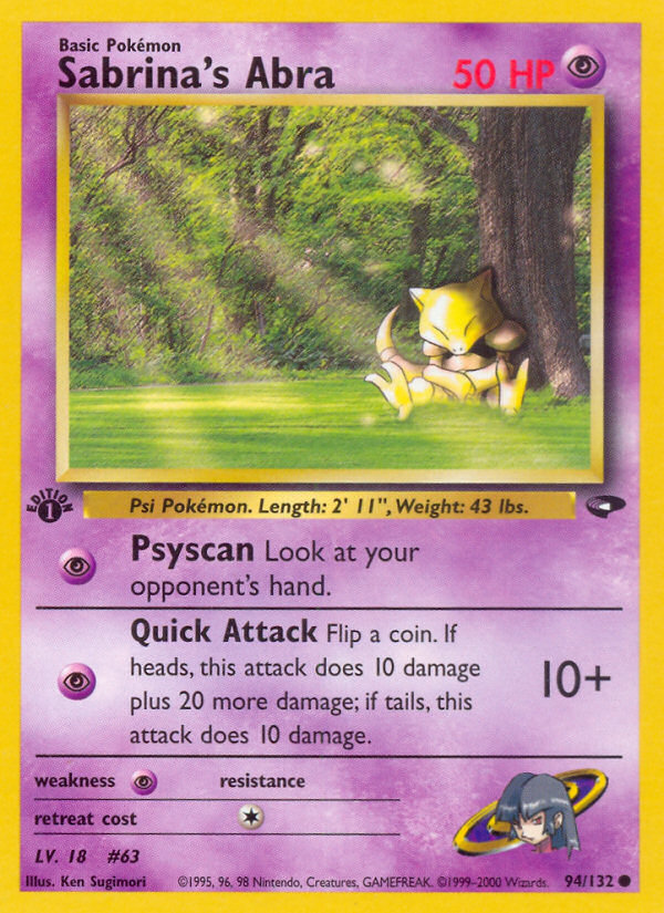 Sabrina's Abra (94/132) [Gym Challenge 1st Edition] - Destination Retro