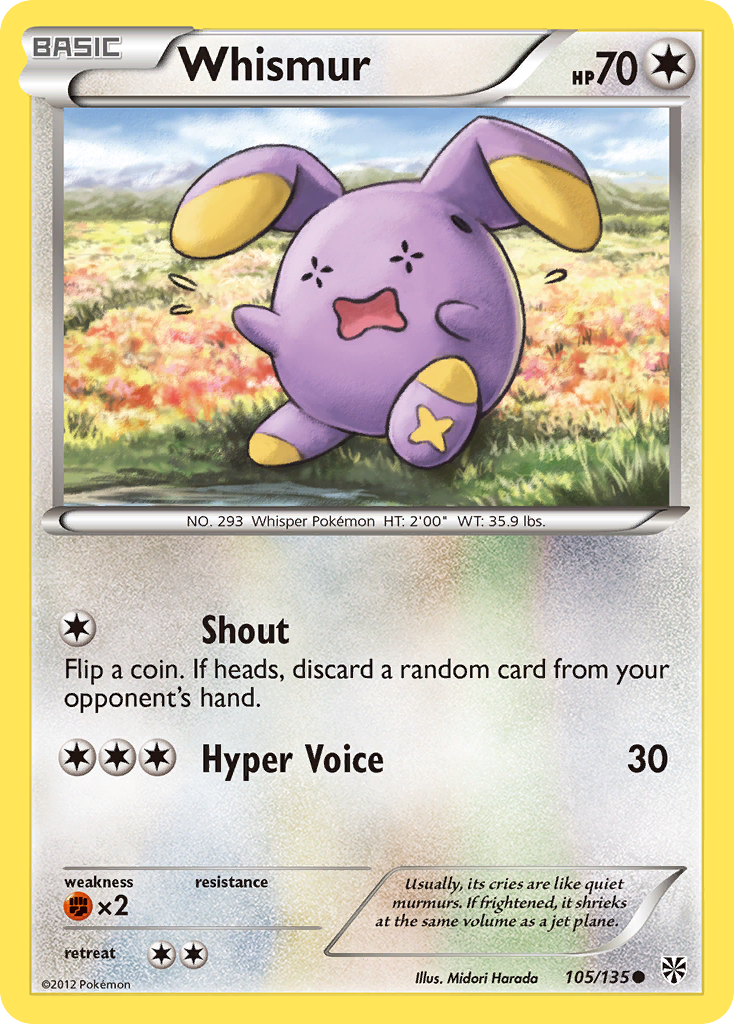 Whismur (105/135) [Black & White: Plasma Storm] - Destination Retro