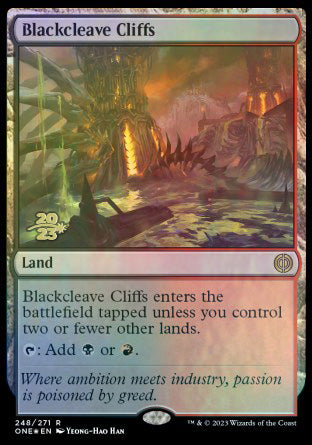 Blackcleave Cliffs [Phyrexia: All Will Be One Prerelease Promos] - Destination Retro