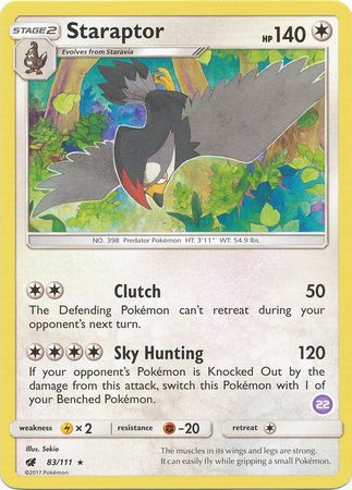 Staraptor (83/111) [Sun & Moon: Trainer Kit - Alolan Sandslash & Alolan Ninetales] - Destination Retro