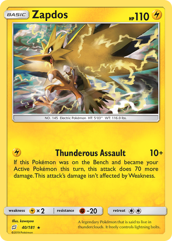 Zapdos (40/181) [Sun & Moon: Team Up] - Destination Retro