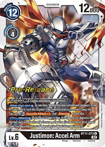 Justimon: Accel Arm [BT11-073] [Dimensional Phase Pre-Release Promos] - Destination Retro
