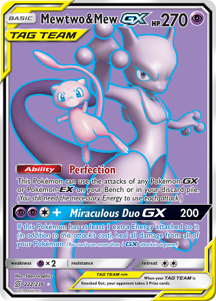 Mewtwo & Mew GX (222/236) [Sun & Moon: Unified Minds] - Destination Retro