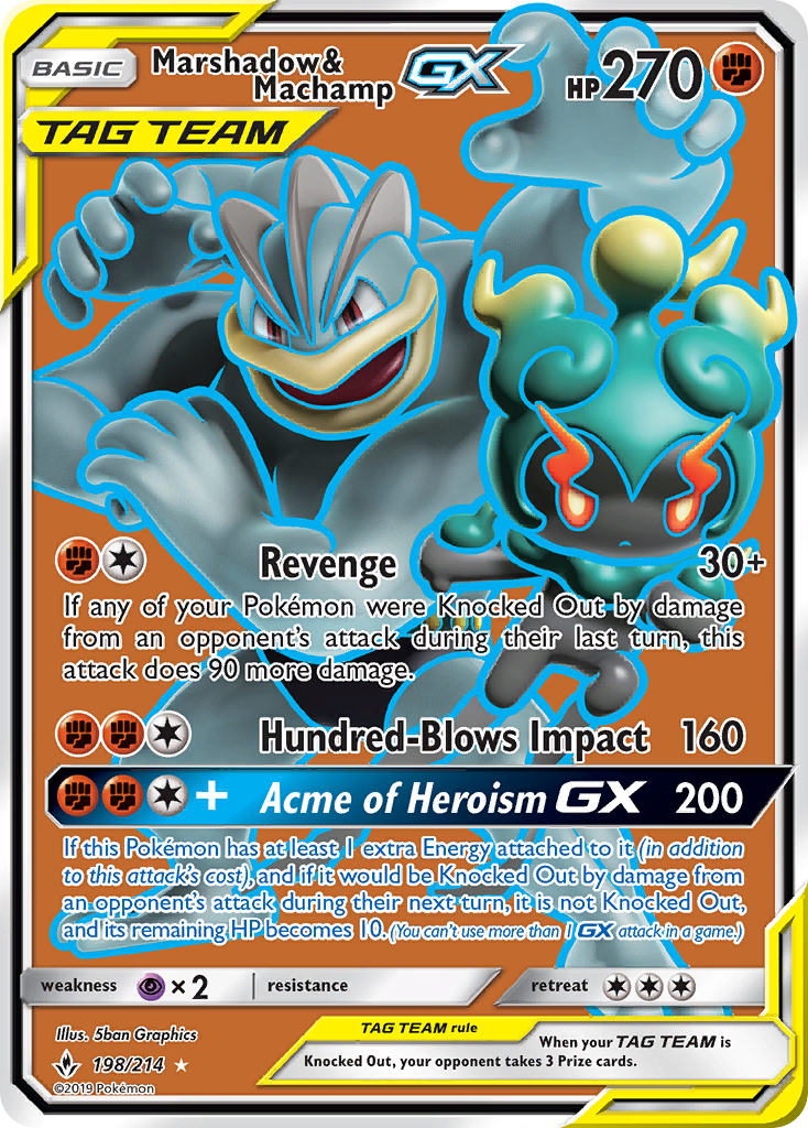 Marshadow & Machamp GX (198/214) [Sun & Moon: Unbroken Bonds] - Destination Retro