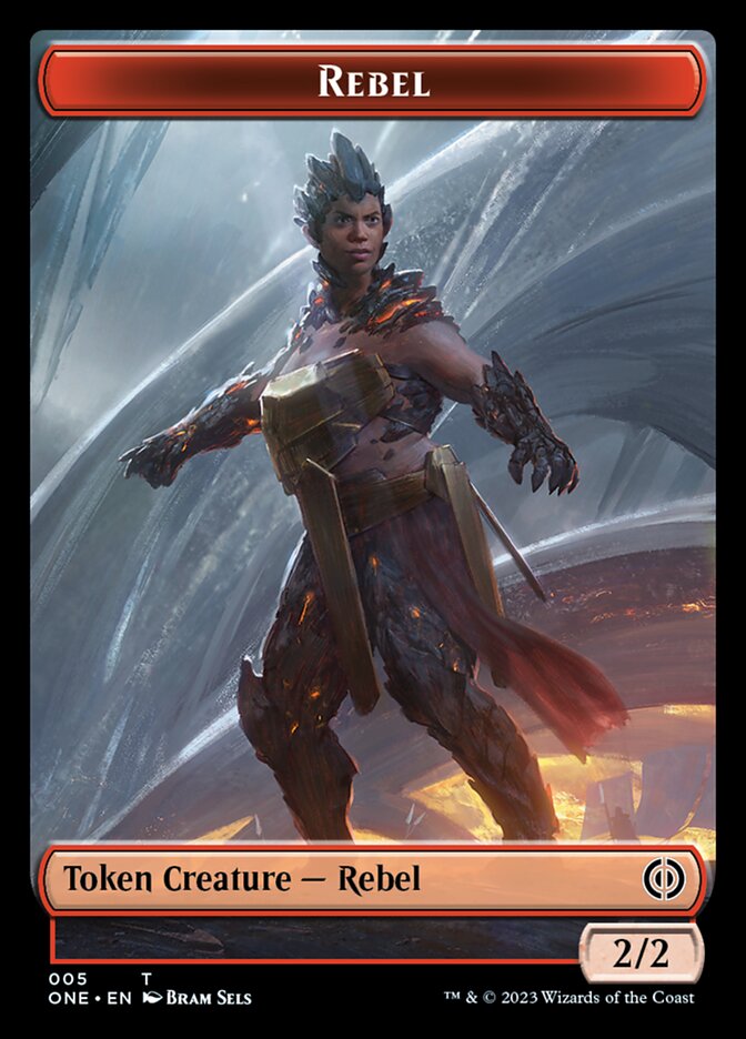 Rebel // Phyrexian Germ Double-Sided Token [Phyrexia: All Will Be One Commander Tokens] - Destination Retro