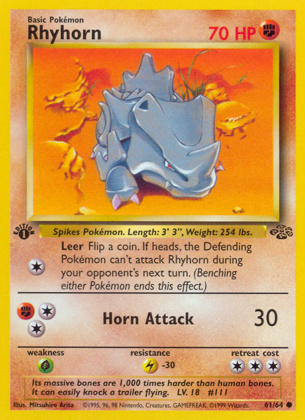 Rhyhorn (61/64) [Jungle 1st Edition] - Destination Retro