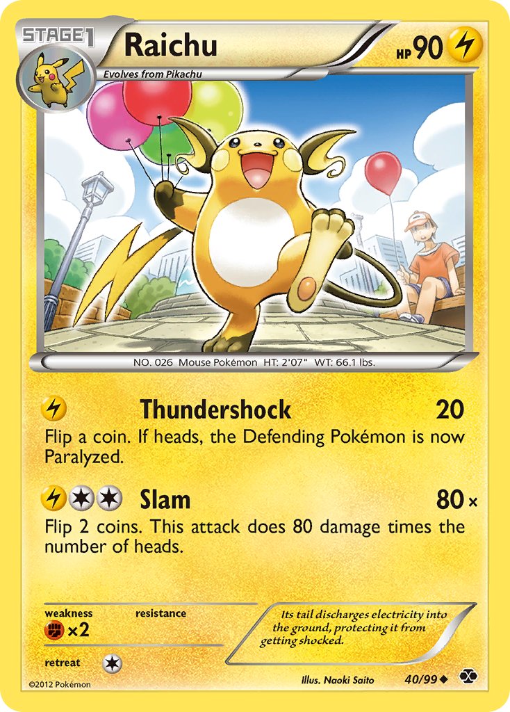 Raichu (40/99) (Cosmos Holo) (Blister Exclusive) [Black & White: Next Destinies] - Destination Retro