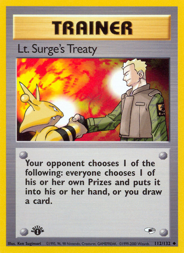 Lt. Surge's Treaty (112/132) [Gym Heroes 1st Edition] - Destination Retro
