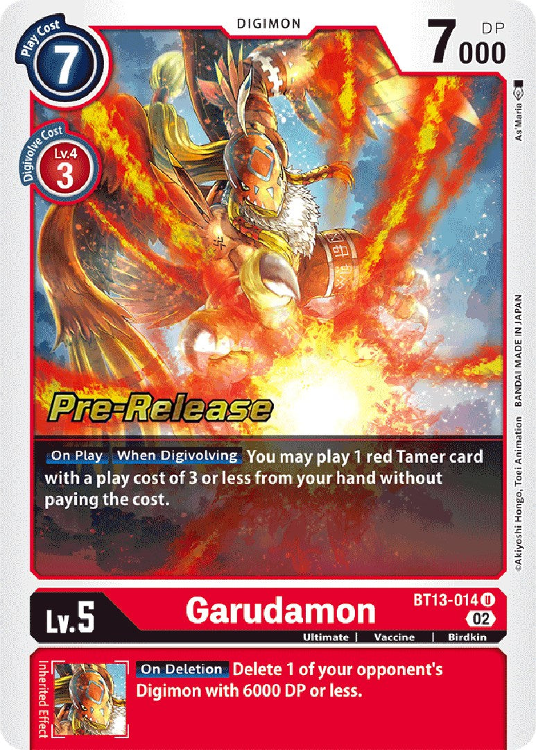 Garudamon [BT13-014] [Versus Royal Knight Booster Pre-Release Cards] - Destination Retro