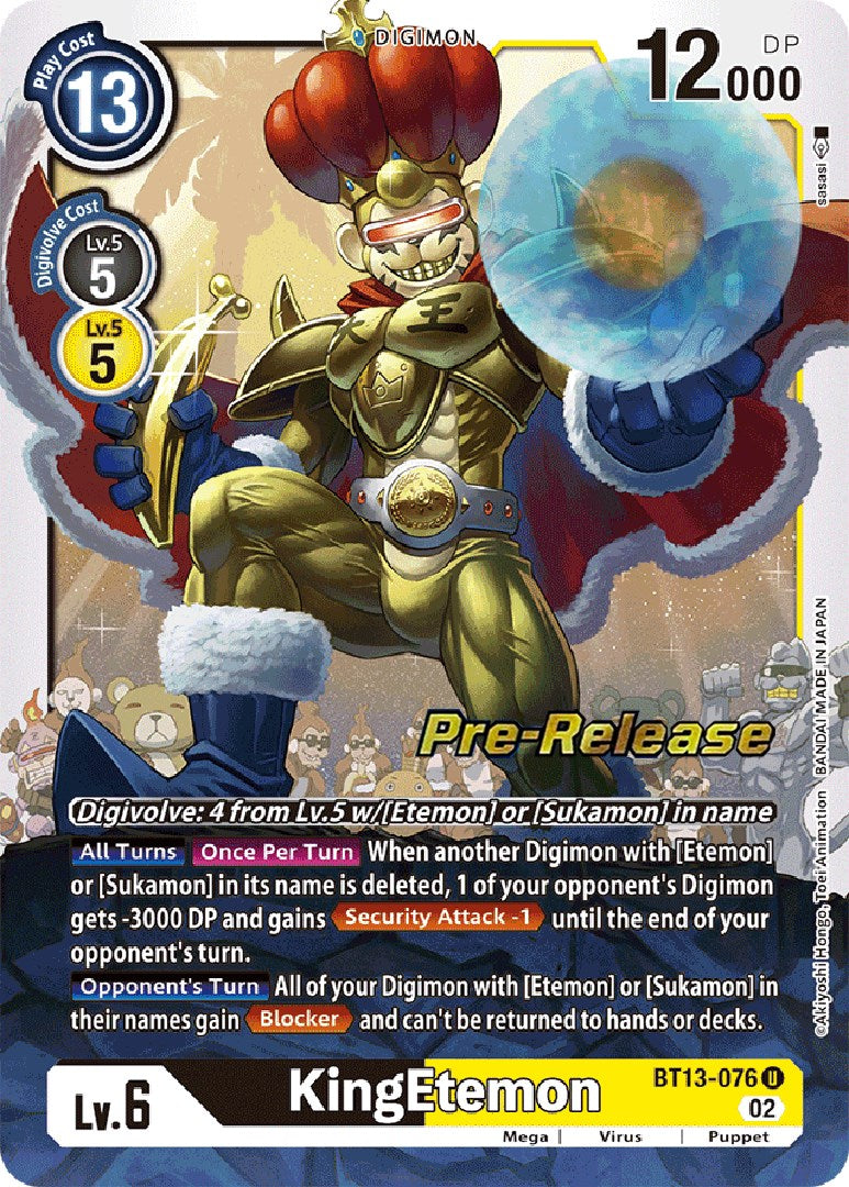 KingEtemon [BT13-076] [Versus Royal Knight Booster Pre-Release Cards] - Destination Retro