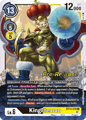 KingEtemon [BT13-076] [Versus Royal Knight Booster Pre-Release Cards] - Destination Retro