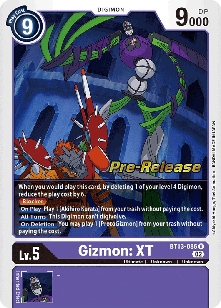 Gizmon: XT [BT13-086] [Versus Royal Knight Booster Pre-Release Cards] - Destination Retro
