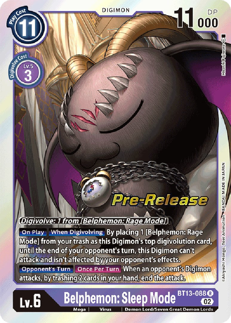 Belphemon: Sleep Mode [BT13-088] [Versus Royal Knight Booster Pre-Release Cards] - Destination Retro